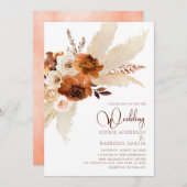 Invitation Mariage en herbe de Pampas de Bohème Brûlé (Devant / Derrière)