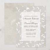 Invitation Mariage en ivoire et dentelle blanche (Devant / Derrière)