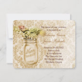 Invitation Mariage en jarre de maçon florale en damas de cham (Dos)