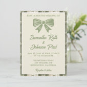 Invitation Mariage en Jean Rustique Vert Sauge (Debout devant)