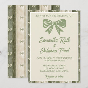 Invitation Mariage en Jean Rustique Vert Sauge