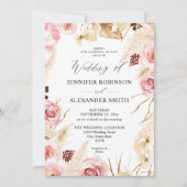 Invitation Mariage en laiton Bohême rose et beige Floral Pamp (Devant)
