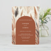 Invitation Mariage en laiton de Pampas de Bohême moderne (Debout devant)