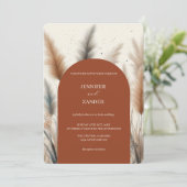 Invitation Mariage en laiton de Pampas de Bohême moderne (Debout devant)