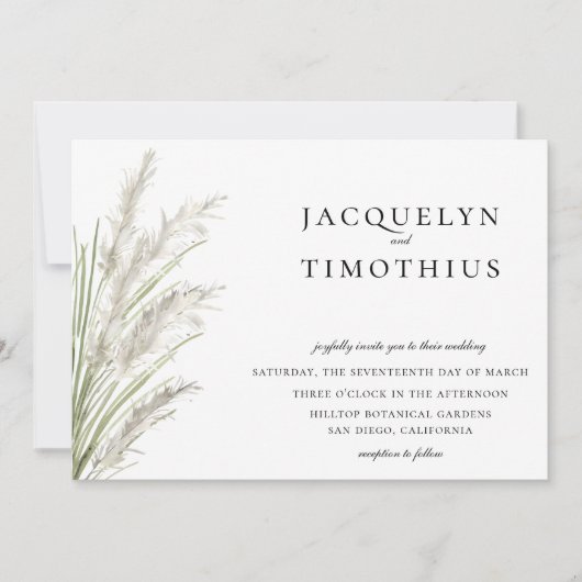 Invitation Mariage en laiton Pampas peint (Devant)