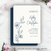 Invitation Mariage en ligne Indigo Blue Foliing moderne
