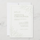 Invitation Mariage en ligne moderne de feuillage vert de Sage (Devant)