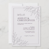 Invitation Mariage en ligne moderne en feuillage violet foncé (Devant)