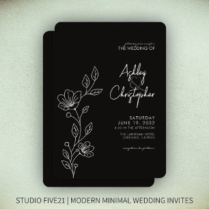 Invitation Mariage en ligne moderne Smokey Black Foliing
