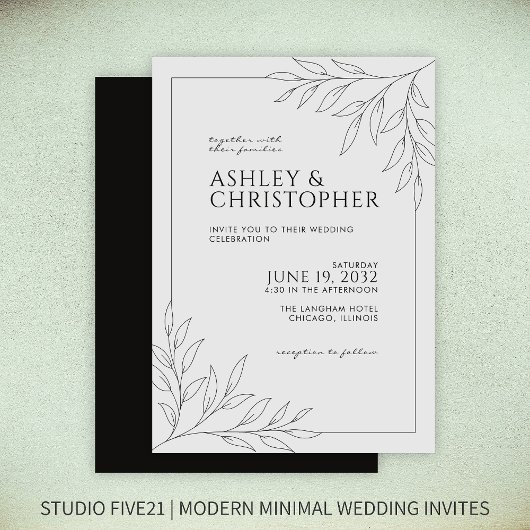Invitation Mariage en ligne moderne Smokey Black Foliing