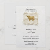 Invitation Mariage en lin rustique avec vache des Highlands é (Devant / Derrière)