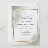 Invitation Mariage en marbre Abstrait de Sage rouillé (Devant)