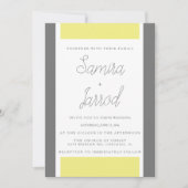 Invitation Mariage en marbre Abstrait simple jaune et gris (Devant)