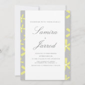 Invitation Mariage en marbre Abstrait simple jaune et gris (Devant)
