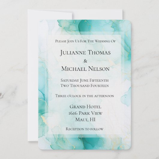 Invitation Mariage en marbre blanc à pointe blanche (Devant)