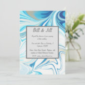 Invitation Mariage en marbre blanc bleu (Debout devant)