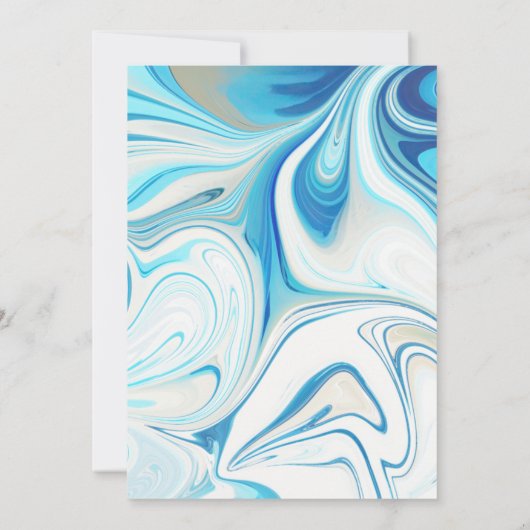 Invitation Mariage en marbre blanc bleu (Dos)