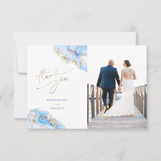 Invitation mariage en marbre bleu (Devant)