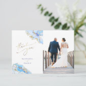 Invitation mariage en marbre bleu (Debout devant)