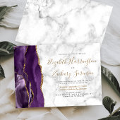 Invitation Mariage en marbre d'agate d'or violet