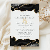 Invitation Mariage en marbre d'agate noir et or