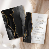 Invitation Mariage en marbre d'agate or noir