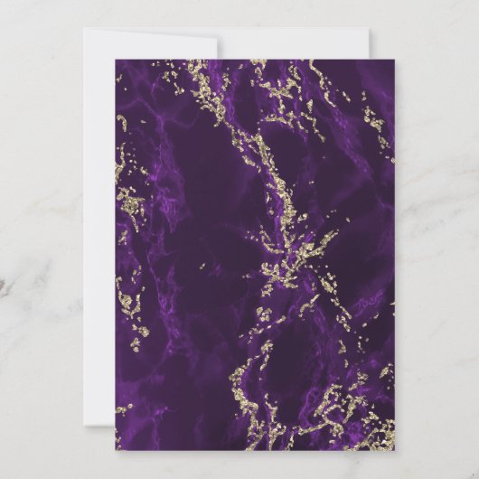 Invitation Mariage en marbre de Parties scintillant violet et (Dos)