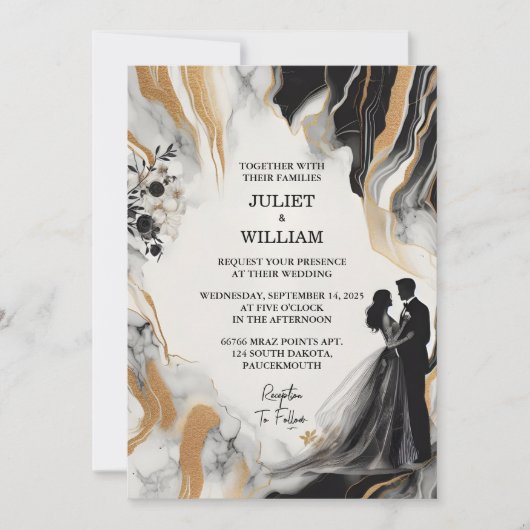 Invitation Mariage en marbre de pierre de taille empilée (Devant)