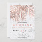 Invitation Mariage en marbre d'or faux rose moderne (Devant)