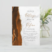 Invitation Mariage en marbre doré orange brûlé (Debout devant)