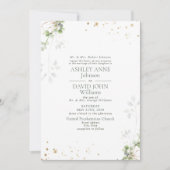 Invitation Mariage en marbre doré Sage vert (Devant)