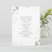 Invitation Mariage en marbre doré Sage vert (Debout devant)