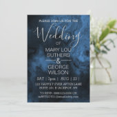 Invitation Mariage en marbre fumé bleu foncé (Debout devant)