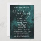 Invitation Mariage en marbre fumé de Dark Aqua (Devant)