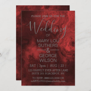 Invitation Mariage en marbre fumé rouge foncé