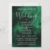 Invitation Mariage en marbre fumé vert foncé (Devant)