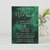 Invitation Mariage en marbre fumé vert foncé (Debout devant)