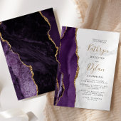 Invitation Mariage en marbre gris gris Agate violet or
