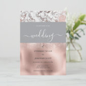 Invitation Mariage en marbre gris rose blanc (Debout devant)