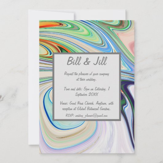 Invitation Mariage en marbre liquide clair (Devant)