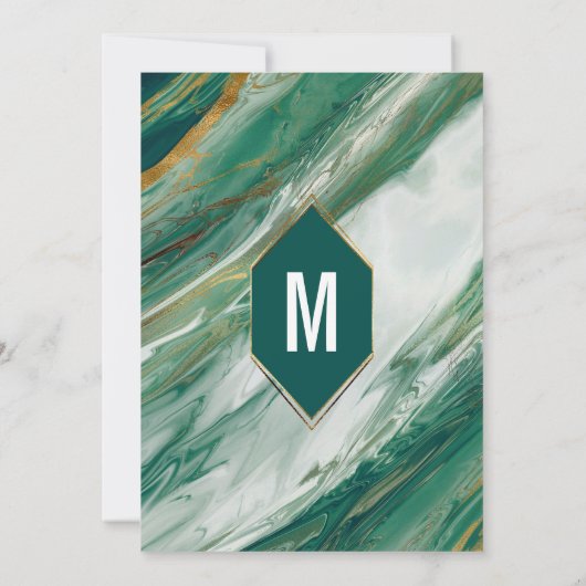 Invitation Mariage en marbre marbré Abstrait Emerald Green Go (Dos)