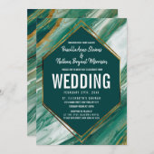 Invitation Mariage en marbre marbré Abstrait Emerald Green Go (Devant / Derrière)