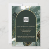 Invitation Mariage en marbre moderne Emerald Green Gold Agate (Dos)