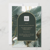 Invitation Mariage en marbre moderne Emerald Green Gold Agate (Dos)
