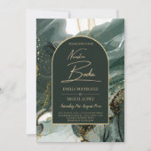 Invitation Mariage en marbre moderne Emerald Green Gold Agate (Devant)