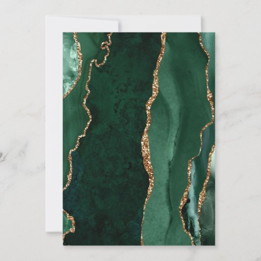 Invitation Mariage en marbre moderne Emerald Green Gold Agate (Dos)