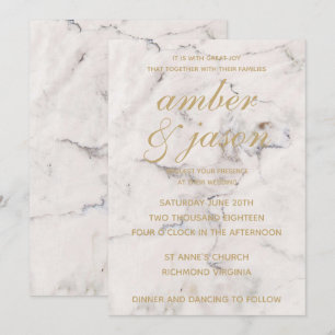 Invitation Mariage en marbre noir et Rose or