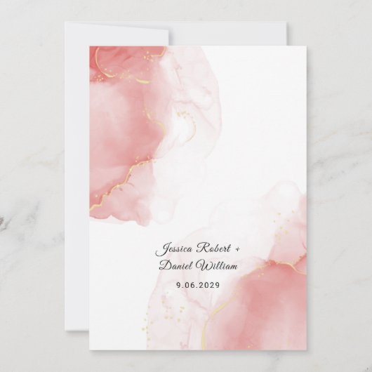 Invitation Mariage en marbre rose brillant (Dos)