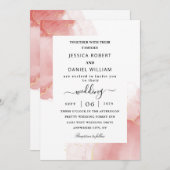 Invitation Mariage en marbre rose brillant (Devant / Derrière)