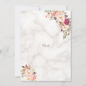 Invitation Mariage en marbre rose rose floral glamour (Dos)